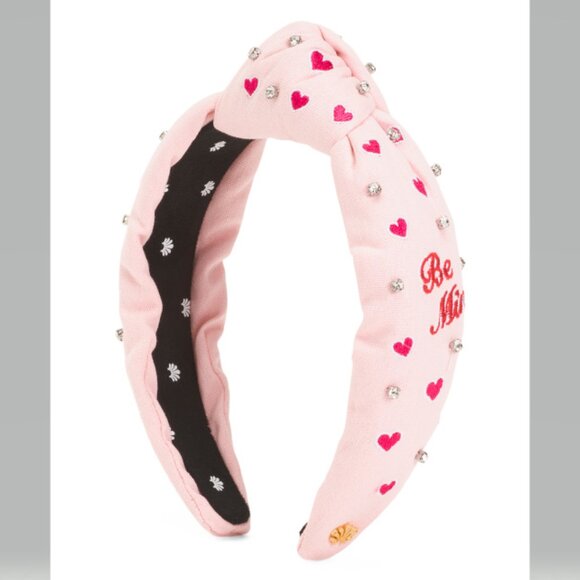 Lele Sadoughi Accessories - Lele Sadoughi Valentine's Day Heart Embroidered Knotted Headband Petal Pink NWT